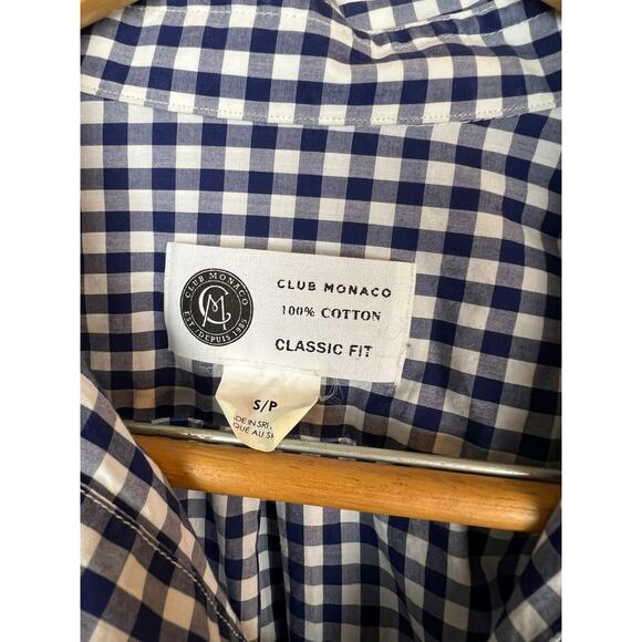 Club Monaco Blue White Checkered Button Down Casual Shirt Preppy Office Twee S - Picture 3 of 7